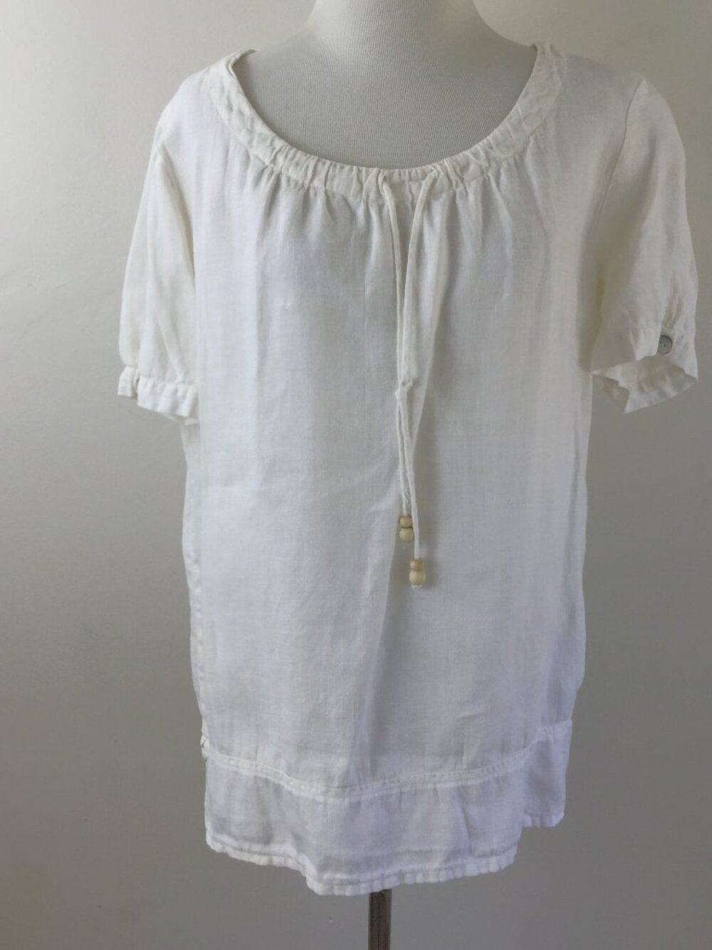 Hot Cotton Ivory Linen Blouse m